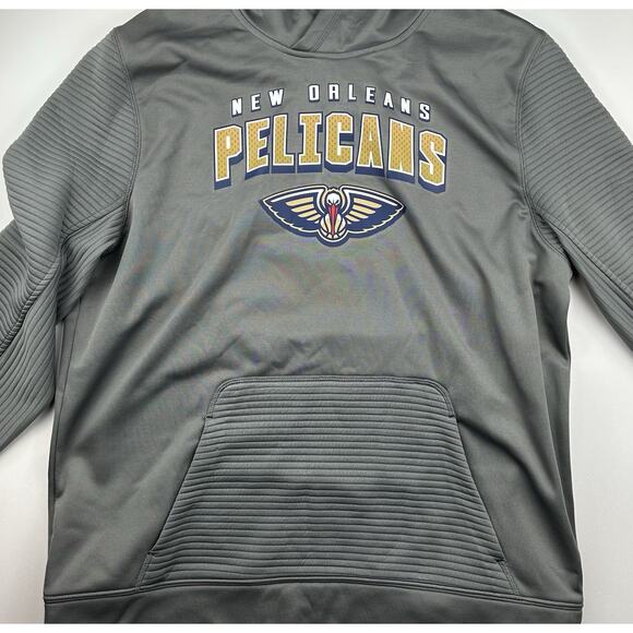 New Orleans Pelicans NBA Brand TX3 Warm Hoodie Sweatshirt Size Large Gray Logo - Picture 2 of 11